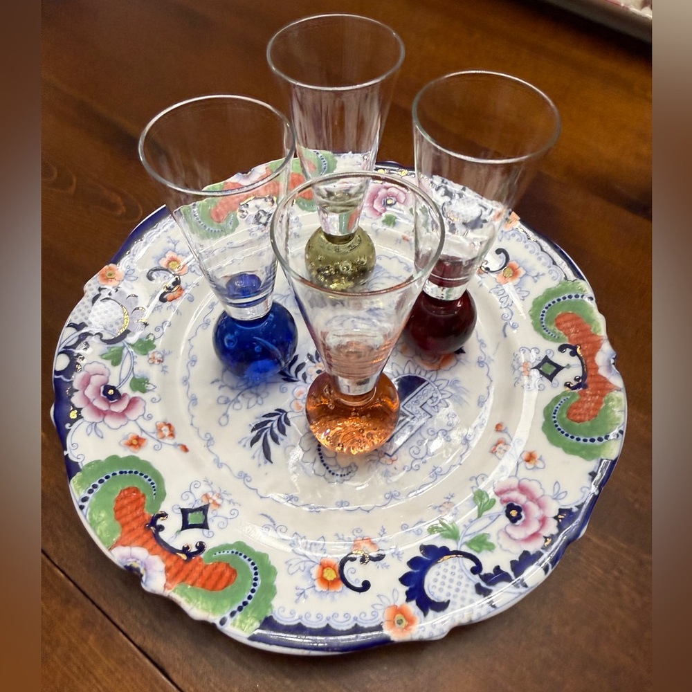 Set of Four Vintage Italian Retro Hand Blown Cocktail Shot Glasses